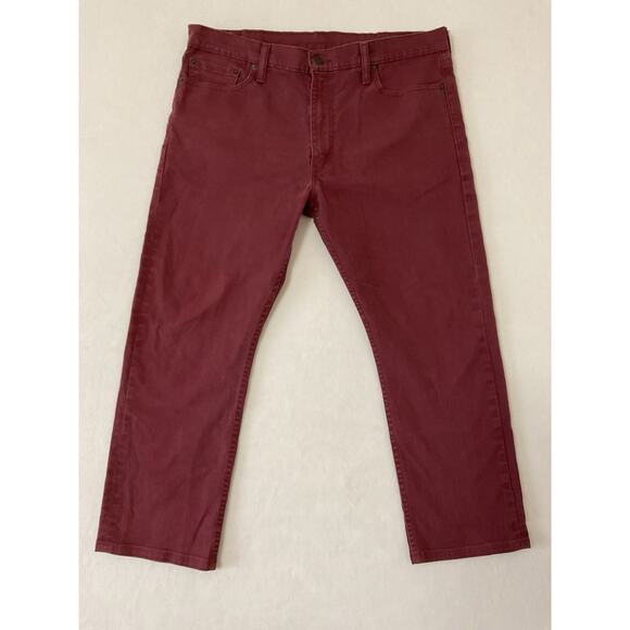 Levis Jeans Mens 38 x 30 MaroonBurgundy 513 Slim Straight Stretch (36x 26) Fit - Picture 1 of 15